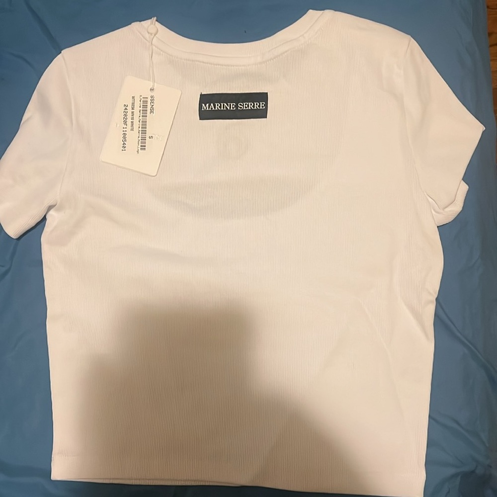 Marine Serre Moon Logo Ribbed Cut Out Shirt - Picture 2 of 4